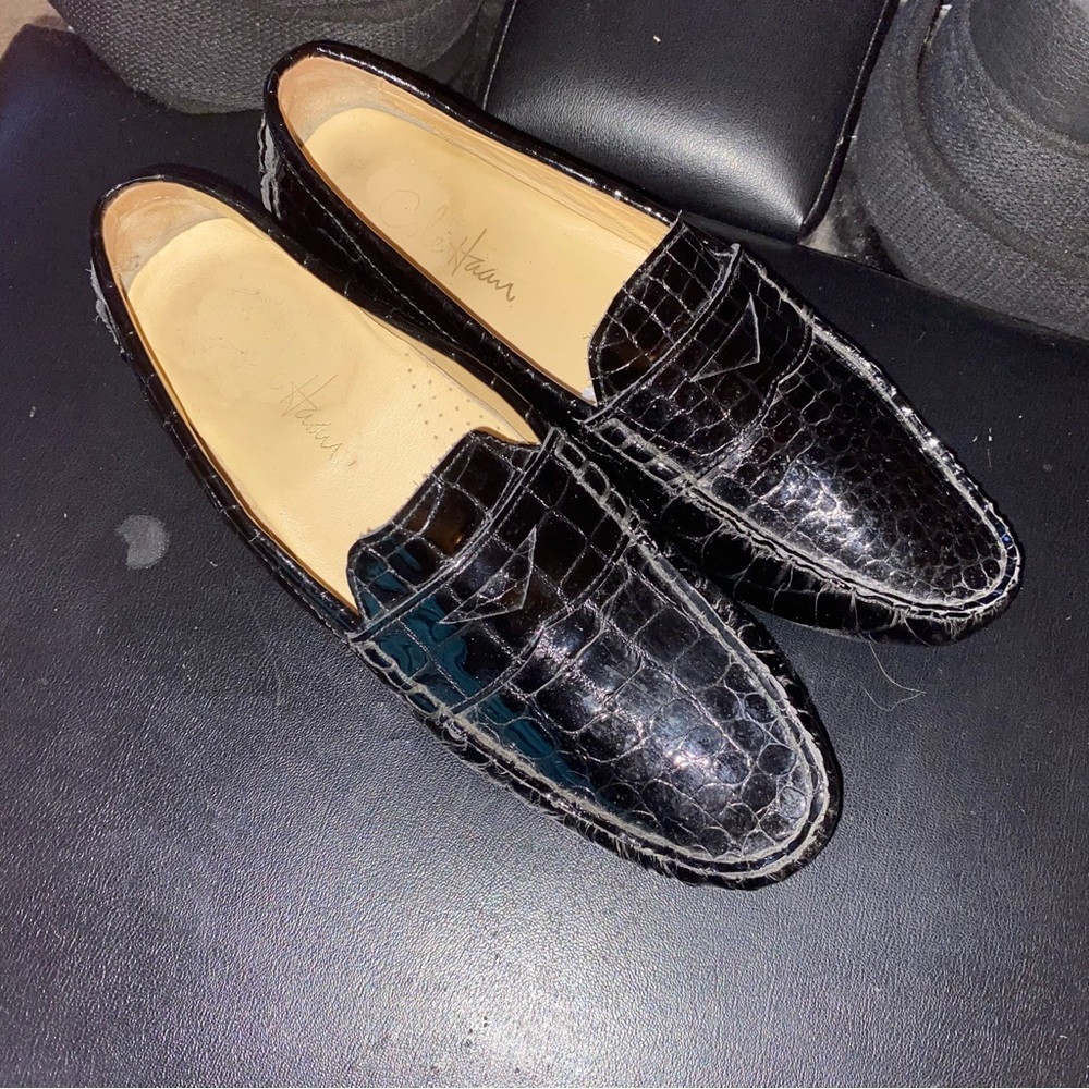 Cole Haan size 9 Black Patent Leather Driving Penny Loafers